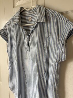 GAP Blue and White Striped Cotton Shirt